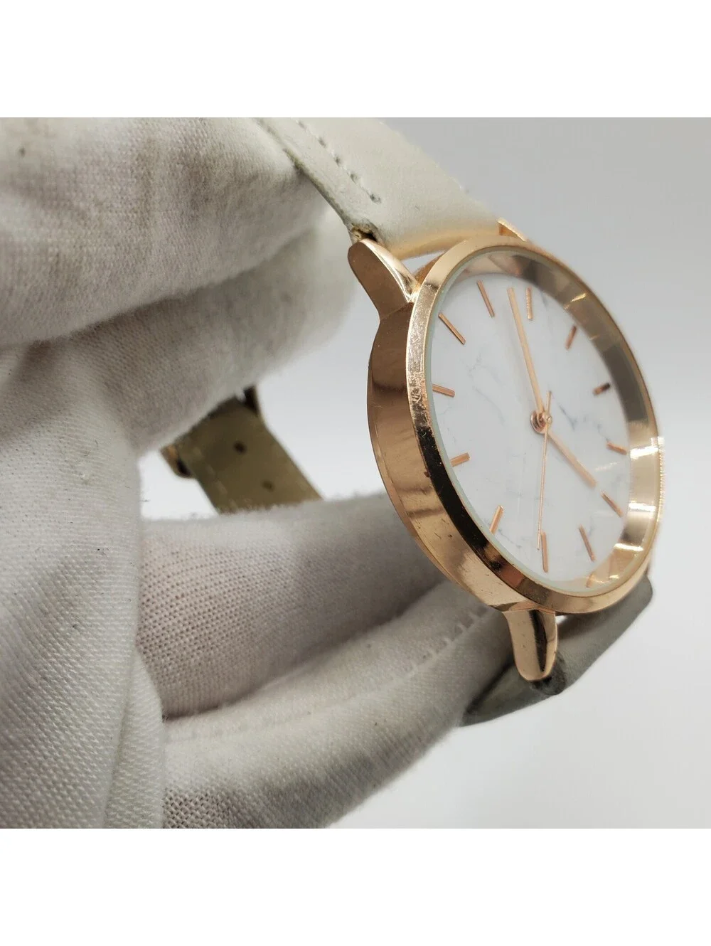 Quartz Watch 36mm Marble Dial Rose Gold Tone New Battery